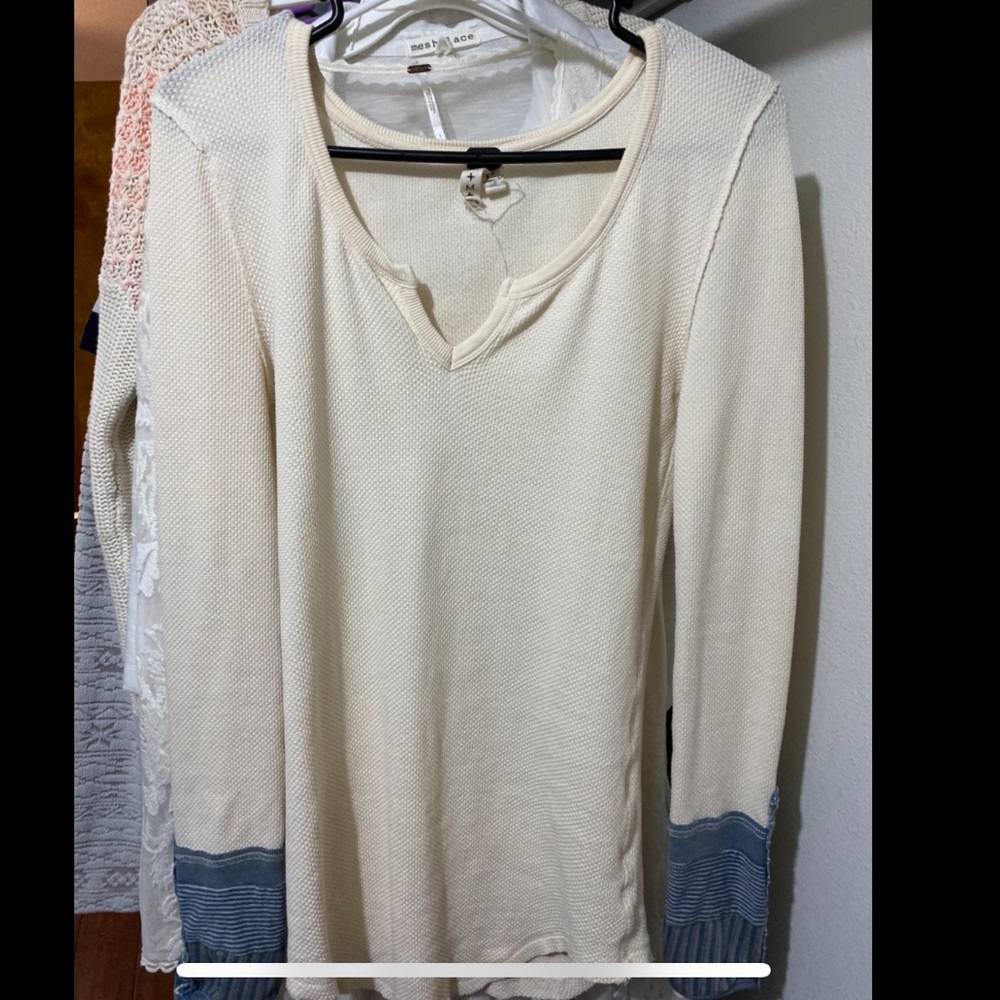 Free People Long Sleeved V Neck Shirt